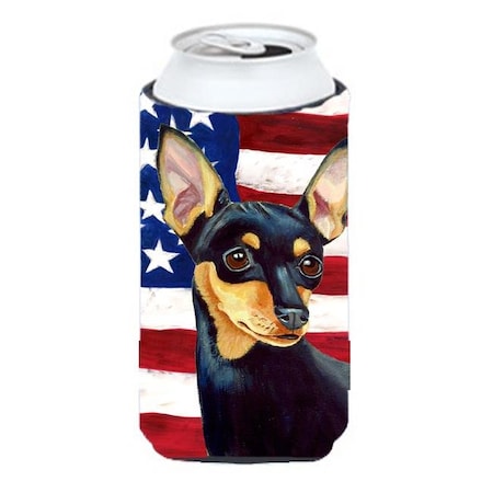Carolines Treasures Carolines Treasures LH9004TBC USA American Flag with Min Pin Tall Boy bottle sleeve Hugger 22 to 24 oz. LH9004TBC